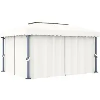 vidaXL Prieel met gordijn 4x3 m aluminium crèmewit