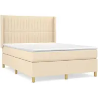 vidaXL Boxspring met matras stof crèmekleurig 140x190 cm