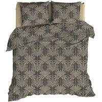 Satin d'or Dekbedovertrek Palmyra Antraciet Satijn-200 x 200 / 220 cm | 2-Persoons