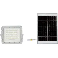 V-TAC VT-80W: Witte LED-schijnwerper met 10W zonnepaneel en een afstandsbedienbaar LED-spots met verwisselbare batterij. 6400K, 3 meter kabel – 7841