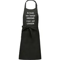 Kariban Mijncadeautje - Keuken- en Barbecueschort - Ik kook een beetje vreemd maar wel kekker - Tekstschort - Verjaardag - Humorschort - Chique grijs