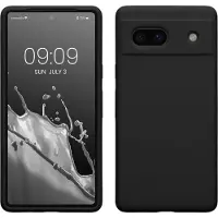 Kwmobile telefoonhoesje geschikt voor Google Pixel 7a - Hoesje met siliconen coating - Smartphone case in mat zwart