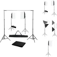 vidaXL Studioset - Softboxlampen - Achtergrondset - 300 cm - 100% katoen - Fotostudio Set