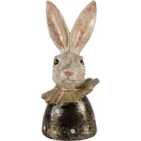 Clayre & Eef Beeld Konijn 23 cm Wit Goudkleurig Polyresin