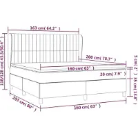 vidaXL Boxspring met matras stof donkerbruin 160x200 cm