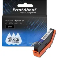 PrintAbout Inktcartridge 24 (C13T24214012) Zwart geschikt voor Epson