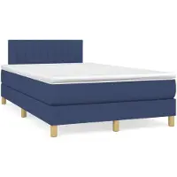 vidaXL Boxspring met matras stof blauw 120x200 cm