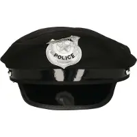 BigBuy Carnaval verkleed Politie agent hoedje - zwart/zilver - voor volwassenen - Politie thema
