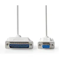Nedis Seriële Kabel - D-SUB 25-Pins Male - D-SUB 9-Pins Female - Vernikkeld - 2.00 m - Rond - PVC - Ivoor - Label