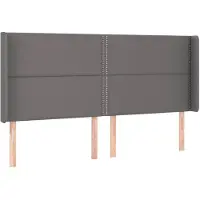 vidaXL Hoofdbord met randen 203x16x118/128 cm kunstleer grijs