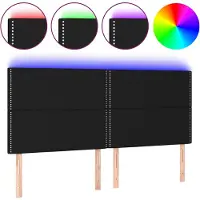 vidaXL Hoofdbord LED 160x5x118/128 cm stof zwart