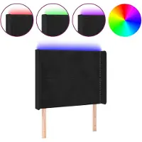 vidaXL Hoofdbord LED 83x16x118/128 cm fluweel zwart