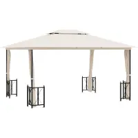 vidaXL Prieel met zijwanden en dubbel dak 3x4 m crèmekleurig