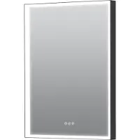 Guido Gusto Rechthoekige badkamerspiegel Toby mat zwart met verwarming, dimbare LED verlichting en touch sensor 60x80cm