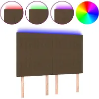 vidaXL Hoofdbord LED 144x5x118/128 cm stof donkerbruin