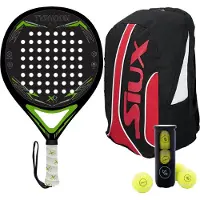Xqmax Padel Racket Typhoon - met Padel Tas en 3 Padel Ballen - Lichtgewicht Padelracket - Ronde vorm - Sweetspot - Geschikt voor Alle Niveaus - Cadeau