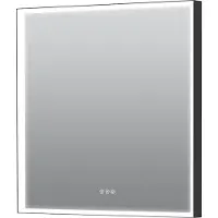 Guido Gusto Vierkante badkamerspiegel Toby mat zwart met verwarming, dimbare LED verlichting en touch sensor 80x80cm