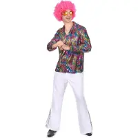 Vegaoo - Veelkleurig disco overhemd voor heren