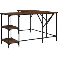 vidaXL Bureau 139x139x75 cm bewerkt hout bruin eikenkleur