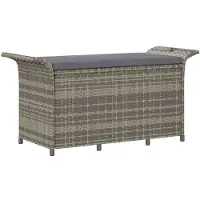 vidaXL Tuinbank met kussen 116x46x57 cm poly rattan grijs