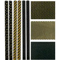 Benza Eco Kraft cadeaupapier - inpakpapier Zwart en Goud - 70 cm x 2 meter - 6 Rollen