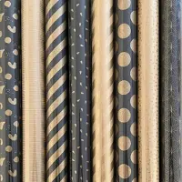 Benza Golden Art cadeaupapier - 100% gerecycled kraft inpakpapier Kerstpapier - 200 x 70 cm - 8 rollen