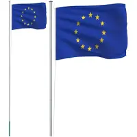 vidaXL Vlag met vlaggenmast Europa 6,08 m aluminium
