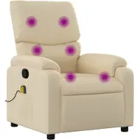 vidaXL Massagestoel verstelbaar stof crèmekleurig