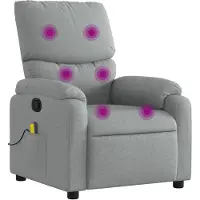 vidaXL Massagestoel verstelbaar stof lichtgrijs