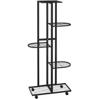 vidaXL Bloemenstandaard met wielen 5-laags 44x23x100 cm ijzer zwart