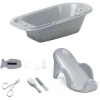 Thermobaby Babybad + bad transat + thermoter + borstel en kam + schaar + babyvlieg