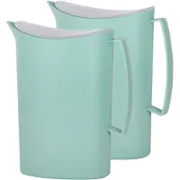 Juypal Hogar Juypal Schenkkan/waterkan - 2x - groen - 2 liter - kunststof - L20 x H23 cm - met deksel - Schenkkannen