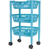 Juypal Hogar Keukentrolley - 3-laags - blauw - kunststof - 39 x 26,5 x 66,5 cm - Opberg trolley