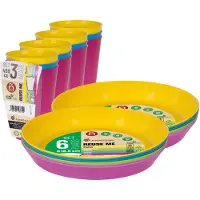 Juypal Hogar Juypal Servies set - 12x borden en drinkbekers - multi - kunststof - herbruikbaar - Bordjes