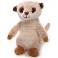 Imware Inware pluche stokstaartje knuffeldier - beige - staand - 16 cm - Knuffeldier