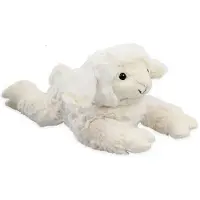 Inware pluche lammetje/schaap knuffeldier - wit - liggend - 28 cm - Knuffel boederijdieren