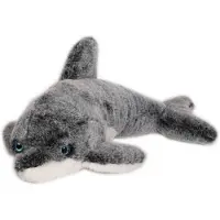Imware Inware pluche dolfijn knuffeldier - grijs/wit - zwemmend - 43 cm - Knuffel zeedieren