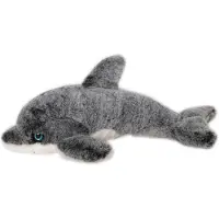 Inware pluche dolfijn knuffeldier - grijs/wit - zwemmend - 34 cm - Knuffel zeedieren