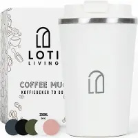 Loti Living Koffiebeker To Go – Thermosbeker - Koffiebeker onderweg – Theebeker – Travel mug - 380ml – Wit