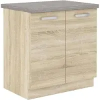 Merkloos Lassen lage kast met werkblad - eiken - 80 x 51,6 x 82 cm - 2 scharnierende deuren