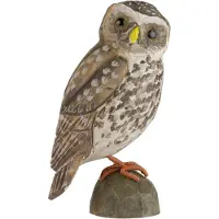 Wildlife Garden Decobirds Met De Hand Gesneden Vogel Uil - Houten beeldjes Massief Hout Brown - WG455
