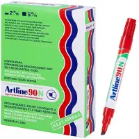 Artline 90N Permanentmarker Medium Beitelpunt 2 - 5 mm Rood Navulbaar Waterbestendig 12 Stuks