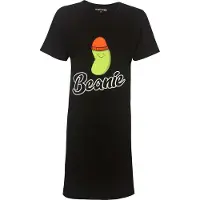 Temptation Dames Nachthemd - Bigshirt - Beanie Print - Zwart - Maat XXL