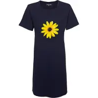 Temptation Dames Nachthemd - Bigshirt - Zonnebloem Print - Donkerblauw - Maat S