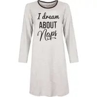 Temptation Dames Nachthemd - Bigshirt - I dream about naps Tekst - Licht Grijs - Maat L