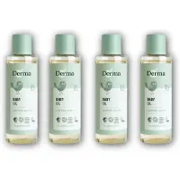 Derma Eco Baby Derma Eco Babyolie - 4 x 150 ml - Hypoallergeen - Parfumvrij - met Vitamine E - voor Gevoelige Babyhuid