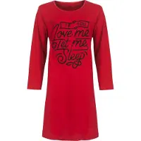 Temptation Dames Bigshirt - Katoen - Zwarte Print - Rood - Maat L