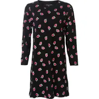 Temptation Dames Bigshirt - Aardbeien dessin - Zwart - Maat S