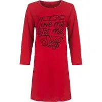 Temptation Dames Bigshirt - Katoen - Zwarte Print - Rood - Maat M