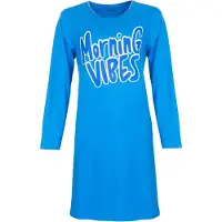 Temptation Dames Nachthemd - Morning Vibes Print - Blauw - Maat L